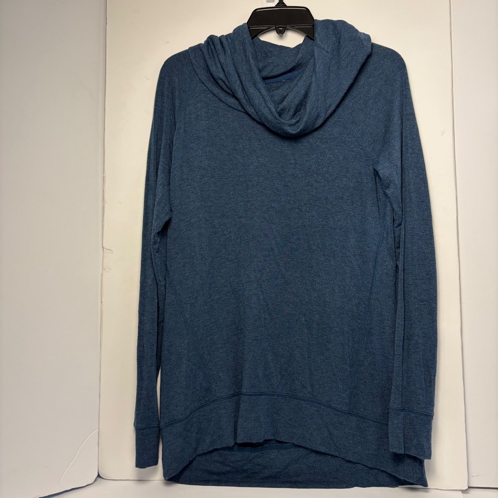 Lou & Grey Signaturesoft Cowl Neck Tunic Blue Heathered Pullover XS 381037